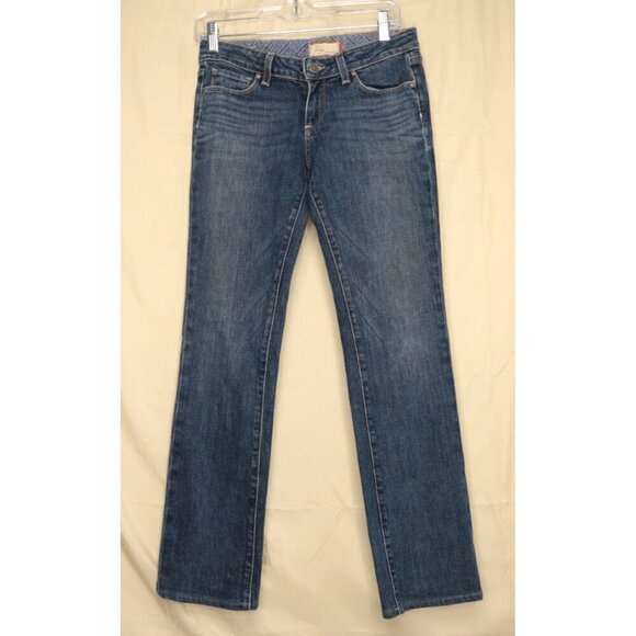 Paige Denim Blue Heights Jeans Low Rise Straight Leg Dark Wash Denim Size 2 Y2K - Picture 1 of 12